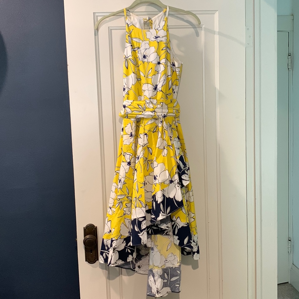 Eliza J Midi Sundress Yellow Blue Size 2